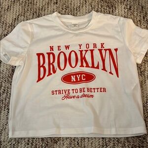 SHEIN White and Red Kids Short Sleeve Tee